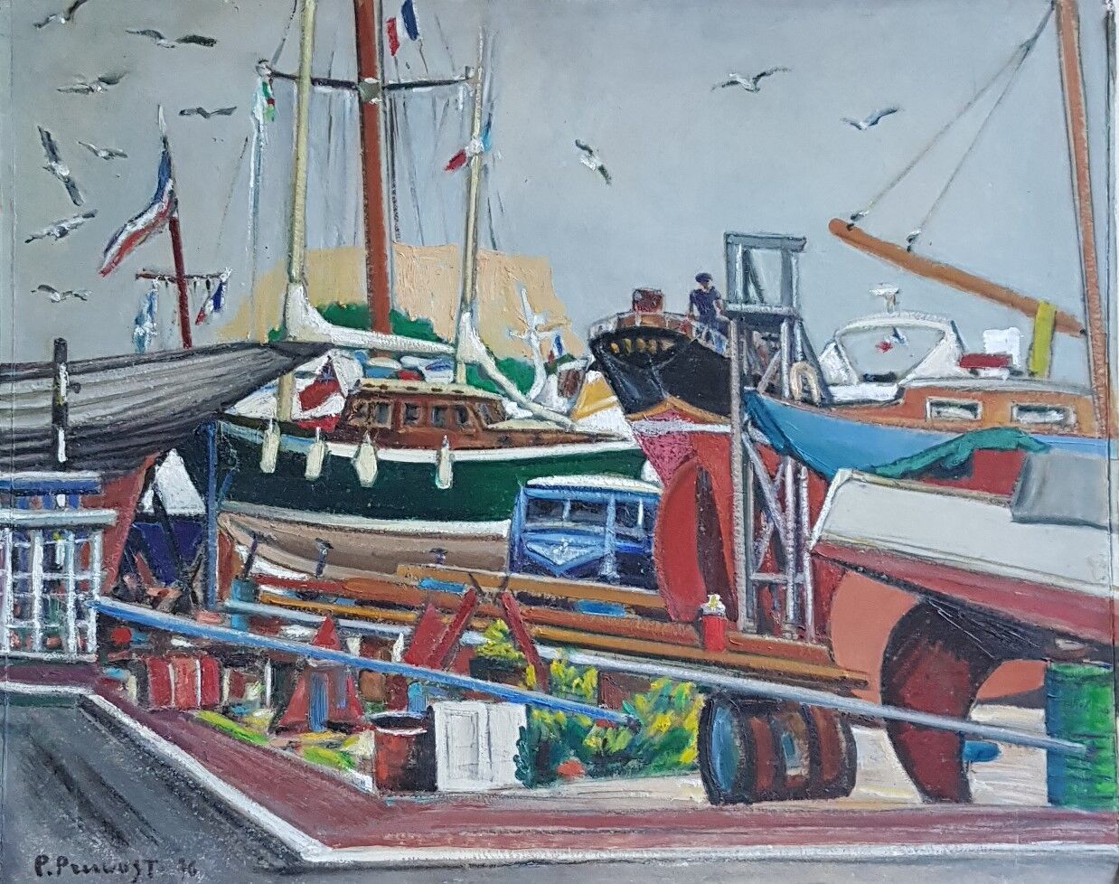 Null Pierre PRUVOST (1921-2008)

Le port de Saint Tropez

Huile sur carton marou&hellip;