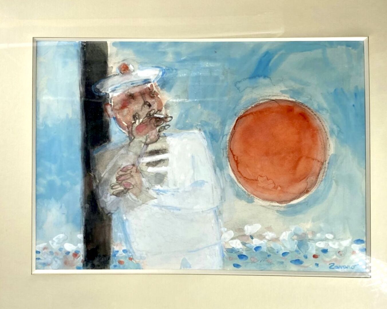 Null 阿尔伯特-扎瓦罗(生于1925年)

水手》（The Sailor

铅笔线条的水彩画，右下角有签名

37 x 53 厘米