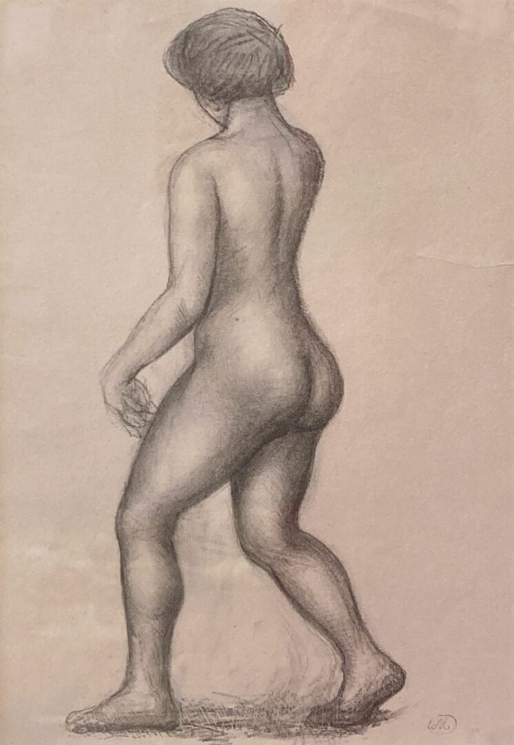 Null 现代学校

女性裸体从后面

右下角有签名的黑色石版画M

37 x 27厘米（折叠）。