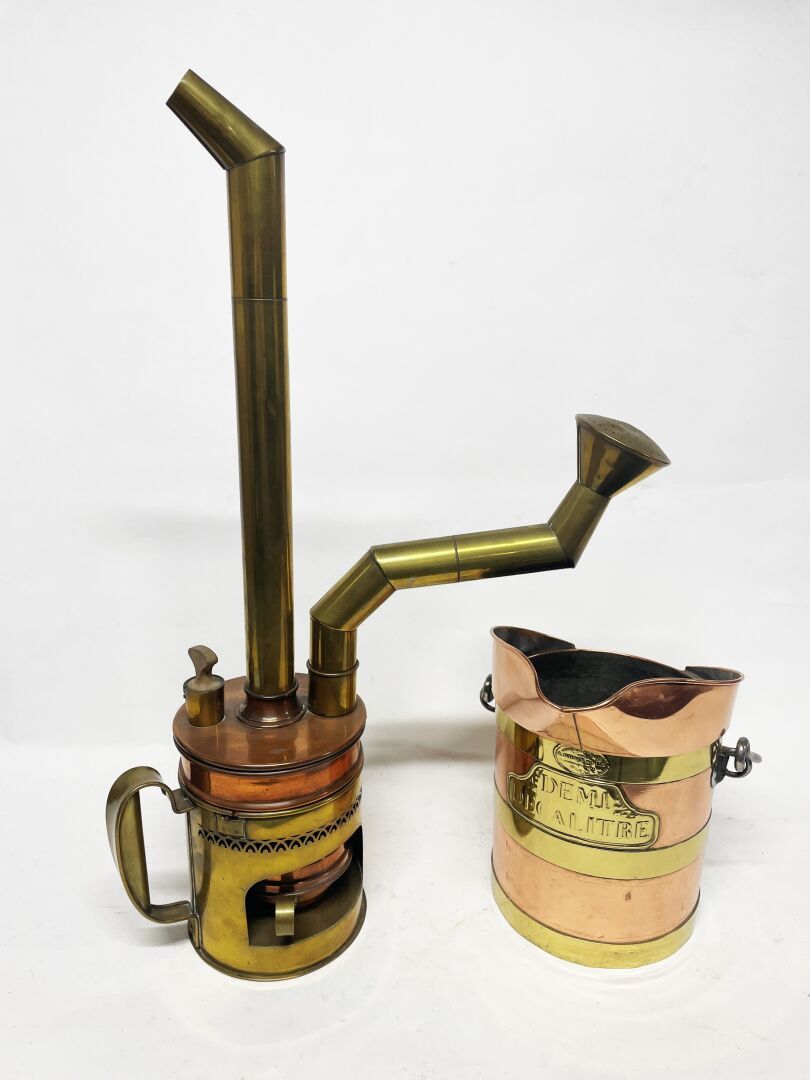 Null Watering can with boiler out of brass and copper for the treatment of mark &hellip;