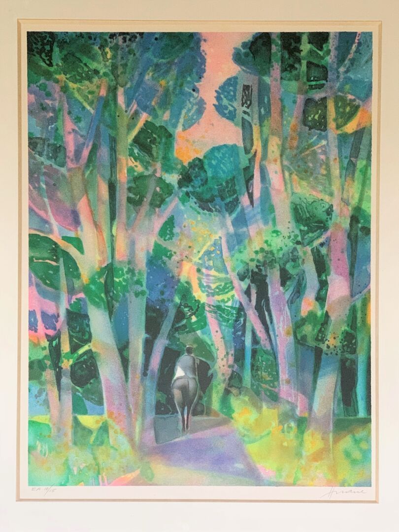 Null 卡米耶-希拉里(1916-2004)，之后

灌木丛中的骑手

彩色石板画，右下方有签名，左下方有注释EA10/15

67 x 49 厘米



附&hellip;
