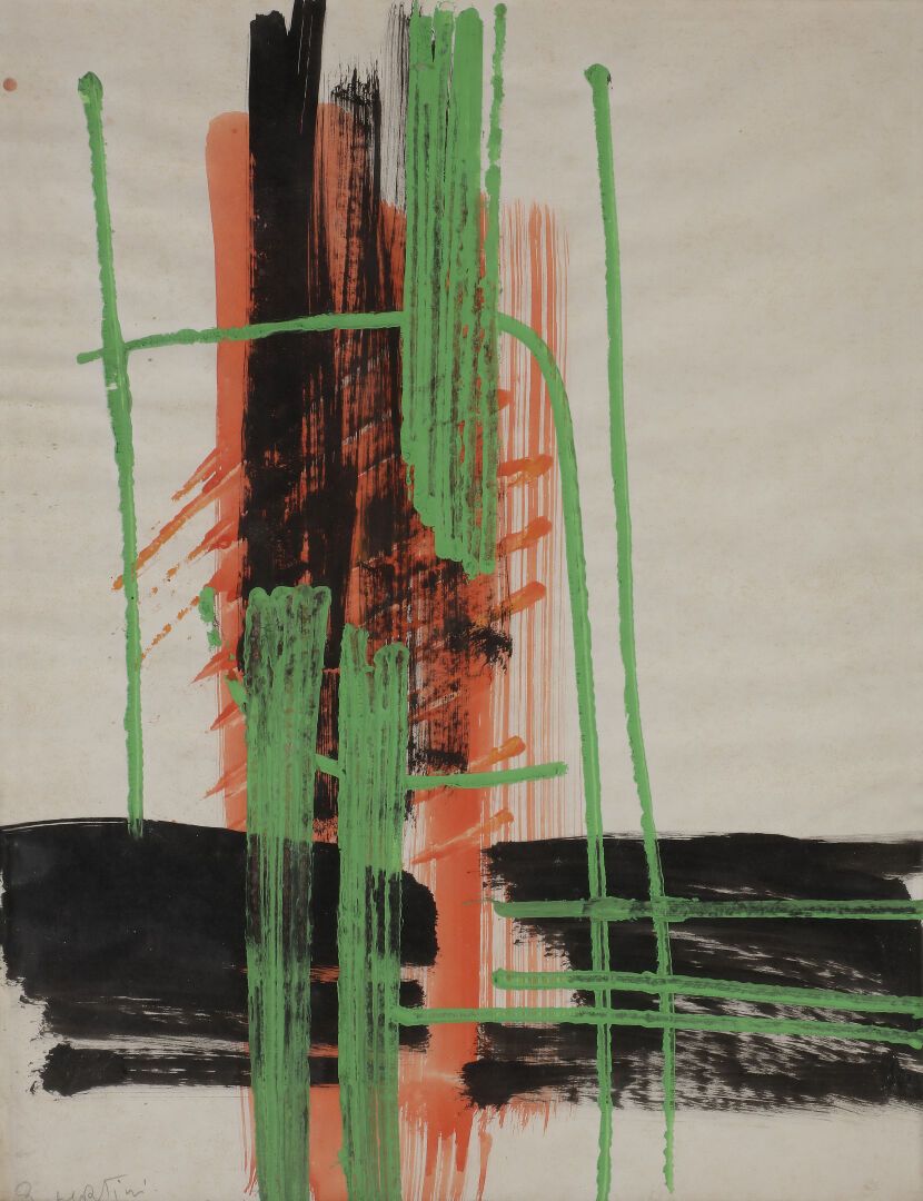 Null 吉安尼-贝尔蒂尼(1922-2010)

组成 

水粉和墨水，左下方有签名。 

41,5 x 32 cm