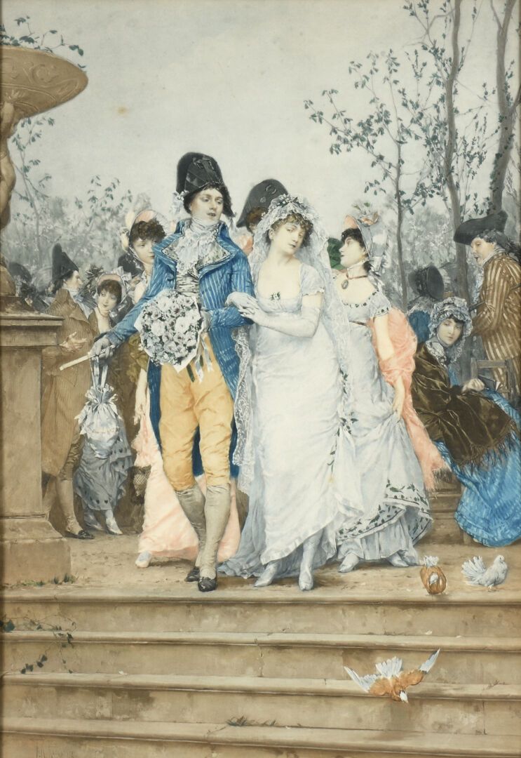 Null 弗雷德里克-亨德里克-凯默尔（1839-1902）。
婚礼和洗礼
左下角有签名的两幅复制品
53 x 37 厘米