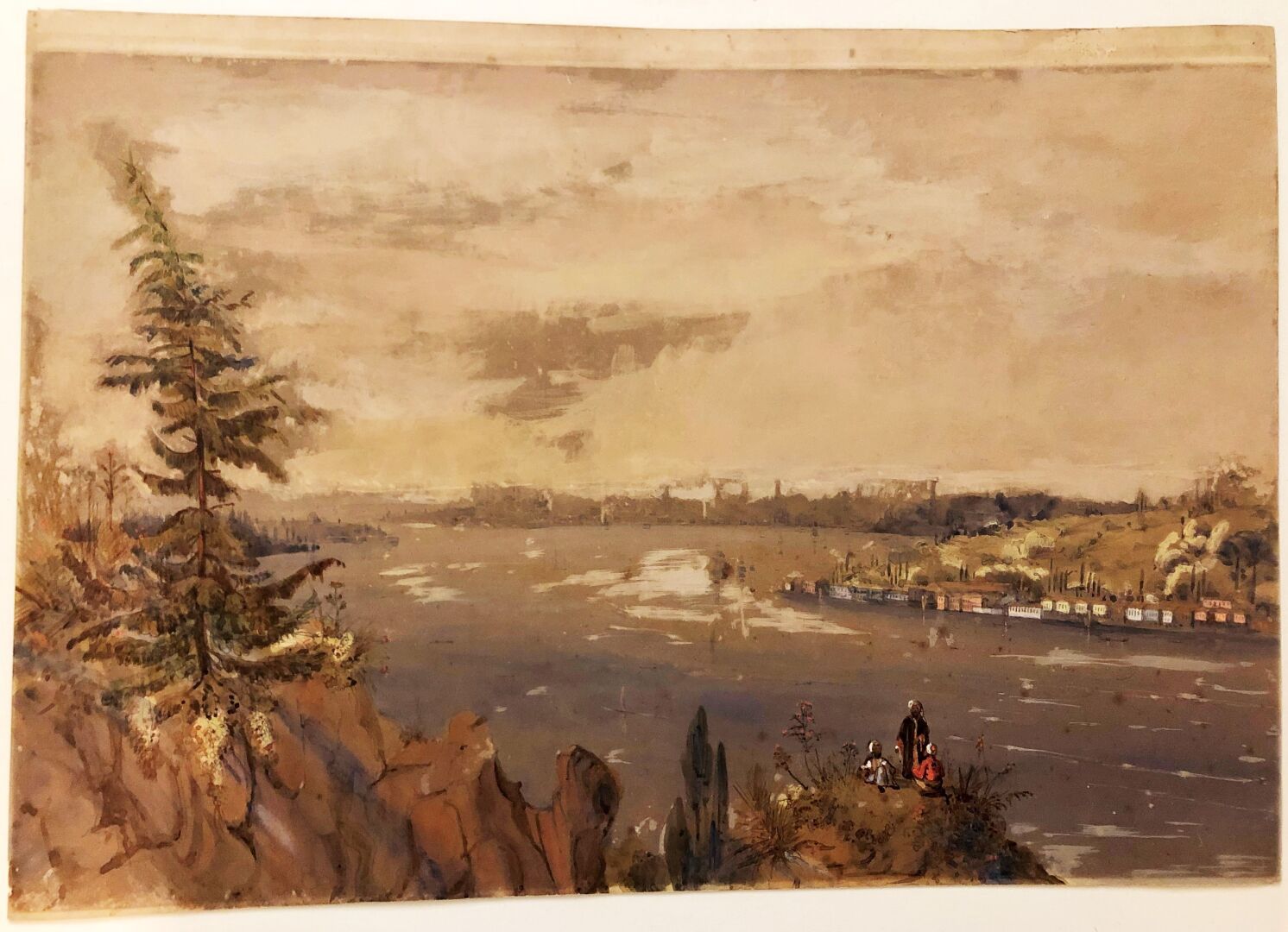 Null 19世纪的法国学校

博斯普鲁斯海峡景色, 1844年 
水彩水粉，铅笔和白色高光，背面有位置和日期 
36 x 51 厘米