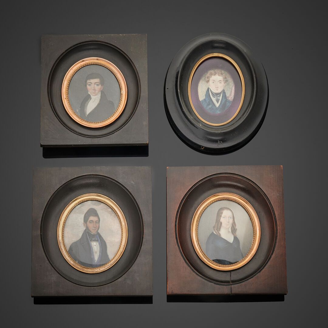 Null ECOLE du XIXème siècle
Portraits
Quatre miniatures à la gouache
Haut. 5,5 -&hellip;