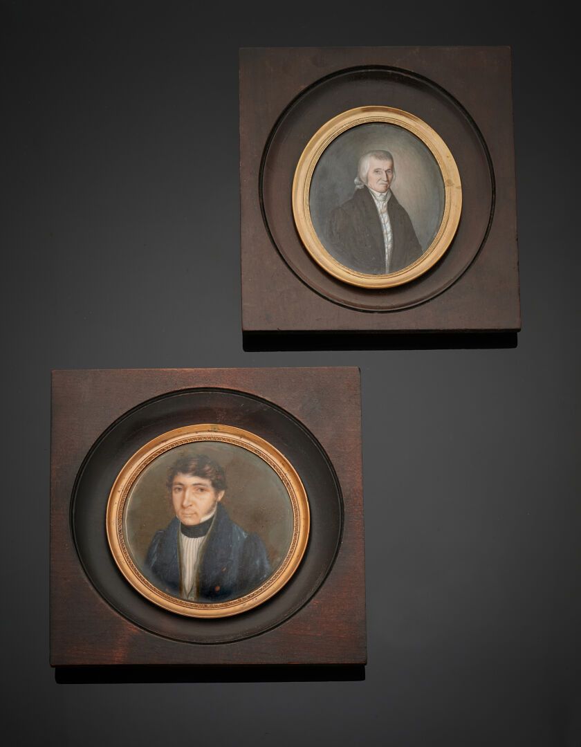 Null SCHULE des 19. Jahrhunderts
Zwei Porträts von Männern
Zwei runde und ovale &hellip;