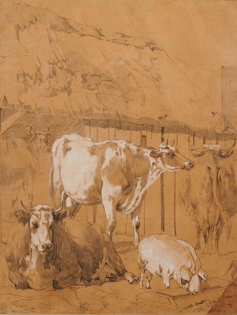 Null Attribué à Antoine - Jean DUCLAUX (1783 - 1868)
Vaches et cochon dans un en&hellip;