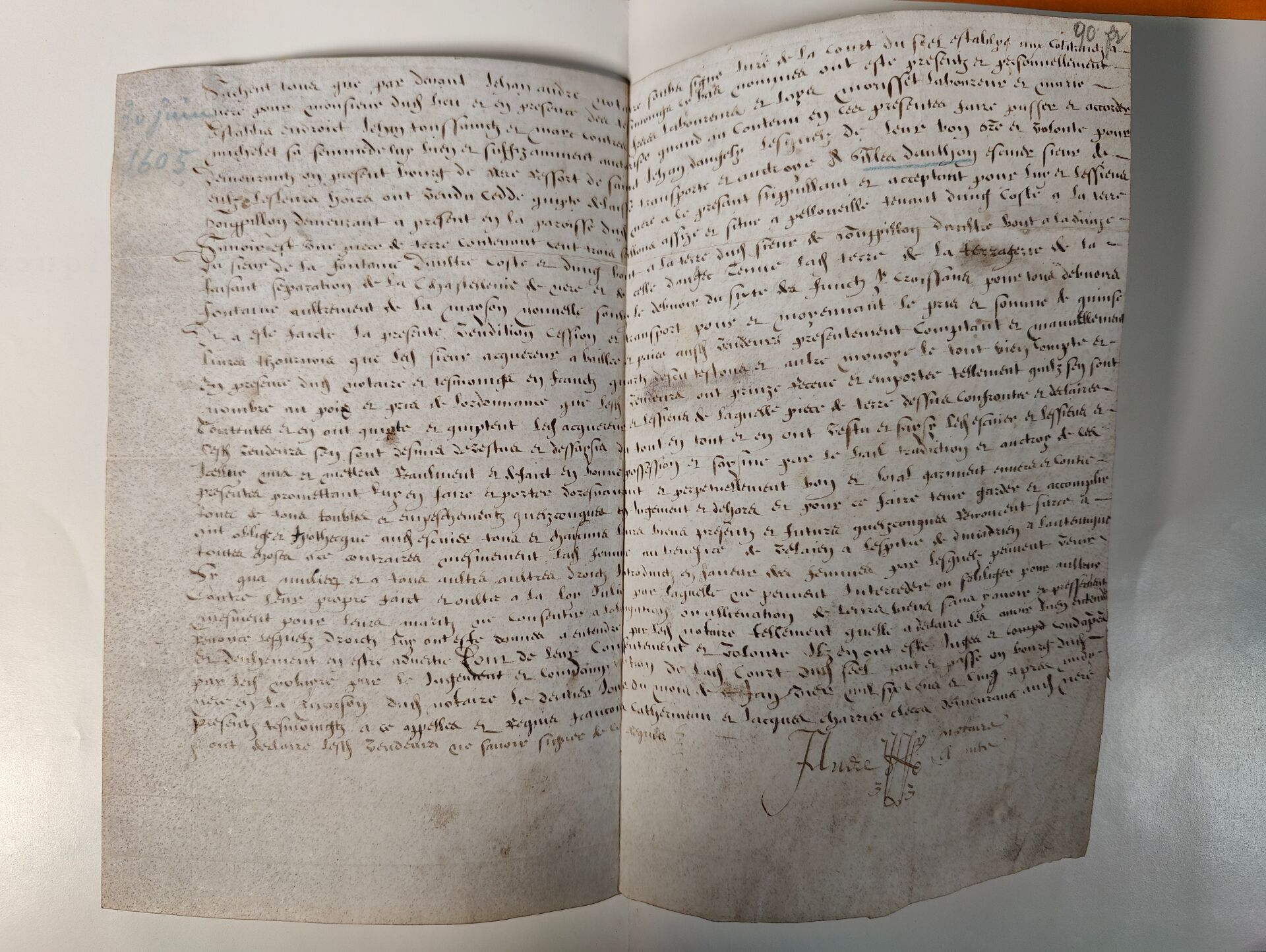 Null [Saintonge-vente de terre-1605]
Parchemin; 1 feuille; recto seul manuscrit.&hellip;