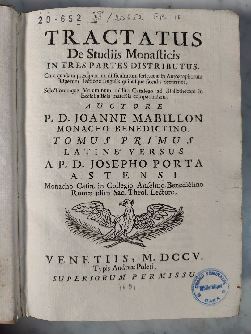 Null 1-P.D. Joa. MABILLON
Tractatus de studiis monasticis in tres partes distrib&hellip;