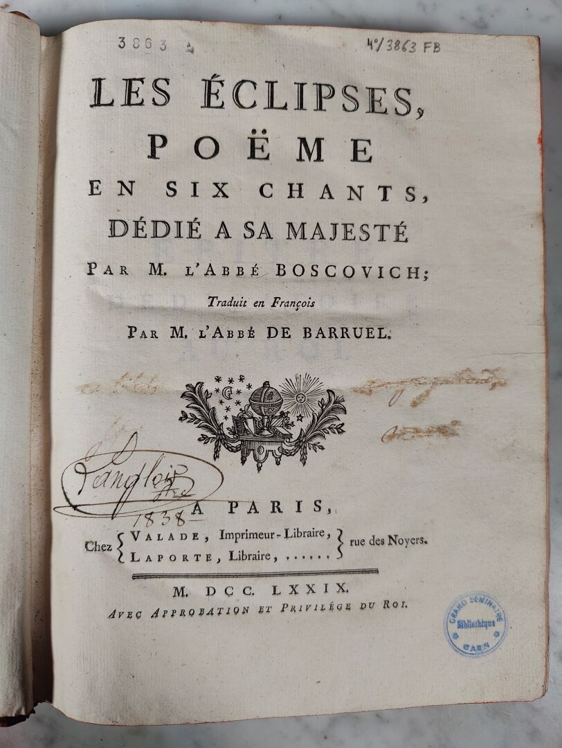 Null 1-BOSCOVICH/ Trad: Abbé De BARRUEL
Les éclipses, poème en six chants (…).
P&hellip;