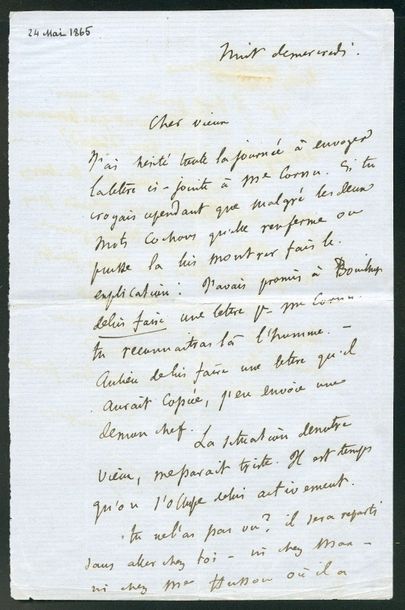 Gustave flaubert (1821-1880) Lettre autographe signée adressée à Cher vieux [Jul&hellip;