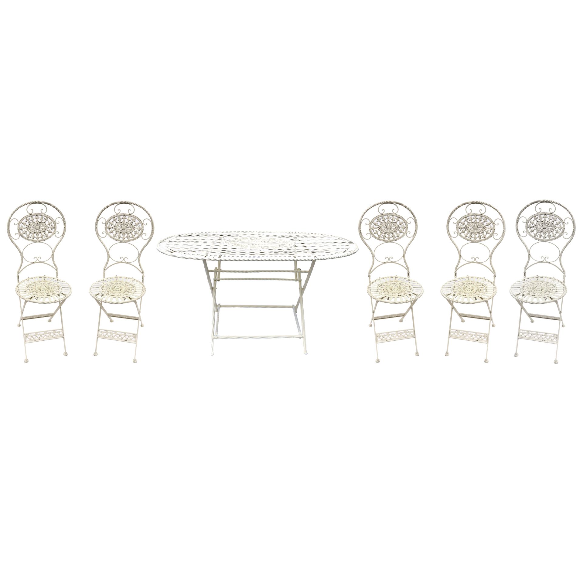 Garden furniture, consisting of table and five folding chairs metallo comune, ta&hellip;