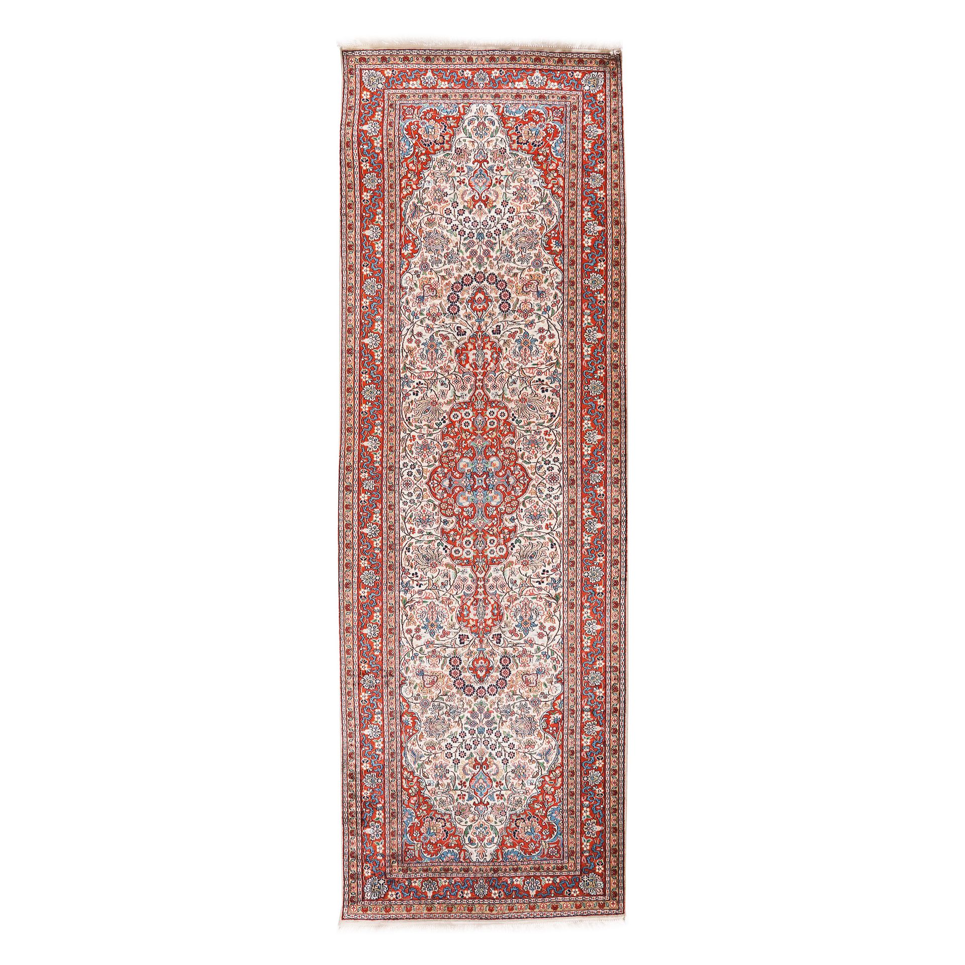 Silk carpet on cotton, decorated with diverse floral motifs, Iran silk on cotton&hellip;