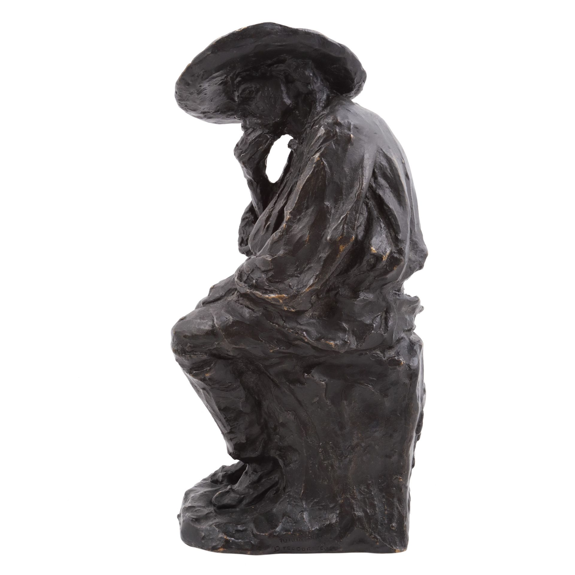 Oscar Han, Old Tutu (Peasant from Silistea) bronze, 31 x 12 x 13, signed and loc&hellip;
