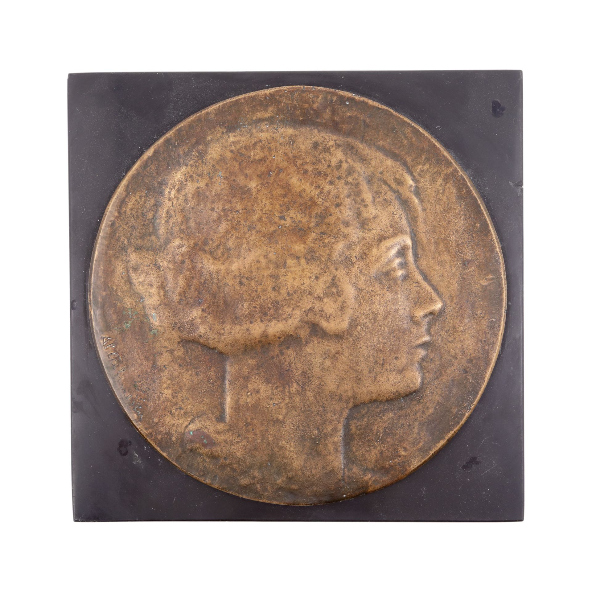 Alexandru Călinescu, Profile of a Young Woman bronze, 18 x 18, signed on the lef&hellip;