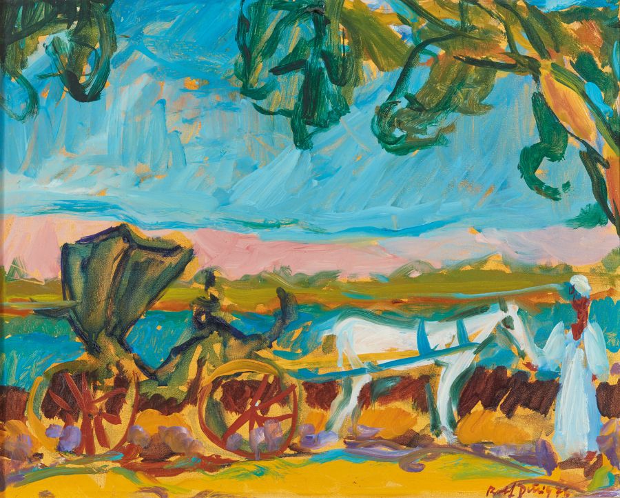 Null Rolf DÜRIG（1926-1985）。

马车。

油画，右下角有签名和日期75。

高度：34厘米。34厘米；宽度：40.5厘米。