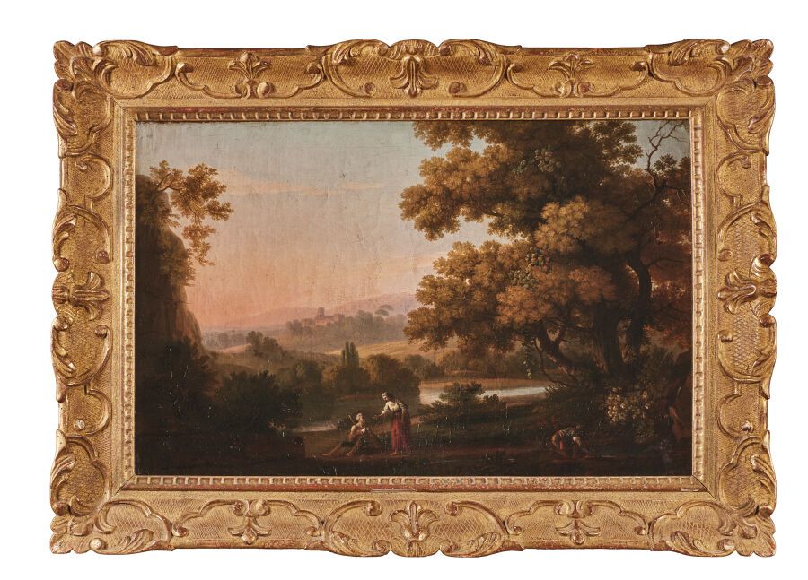 Null 约1800年的法国学校

人们在黄昏的风景中

帆布

(修复。)

高度：47.5厘米47.5厘米；宽度：73厘米