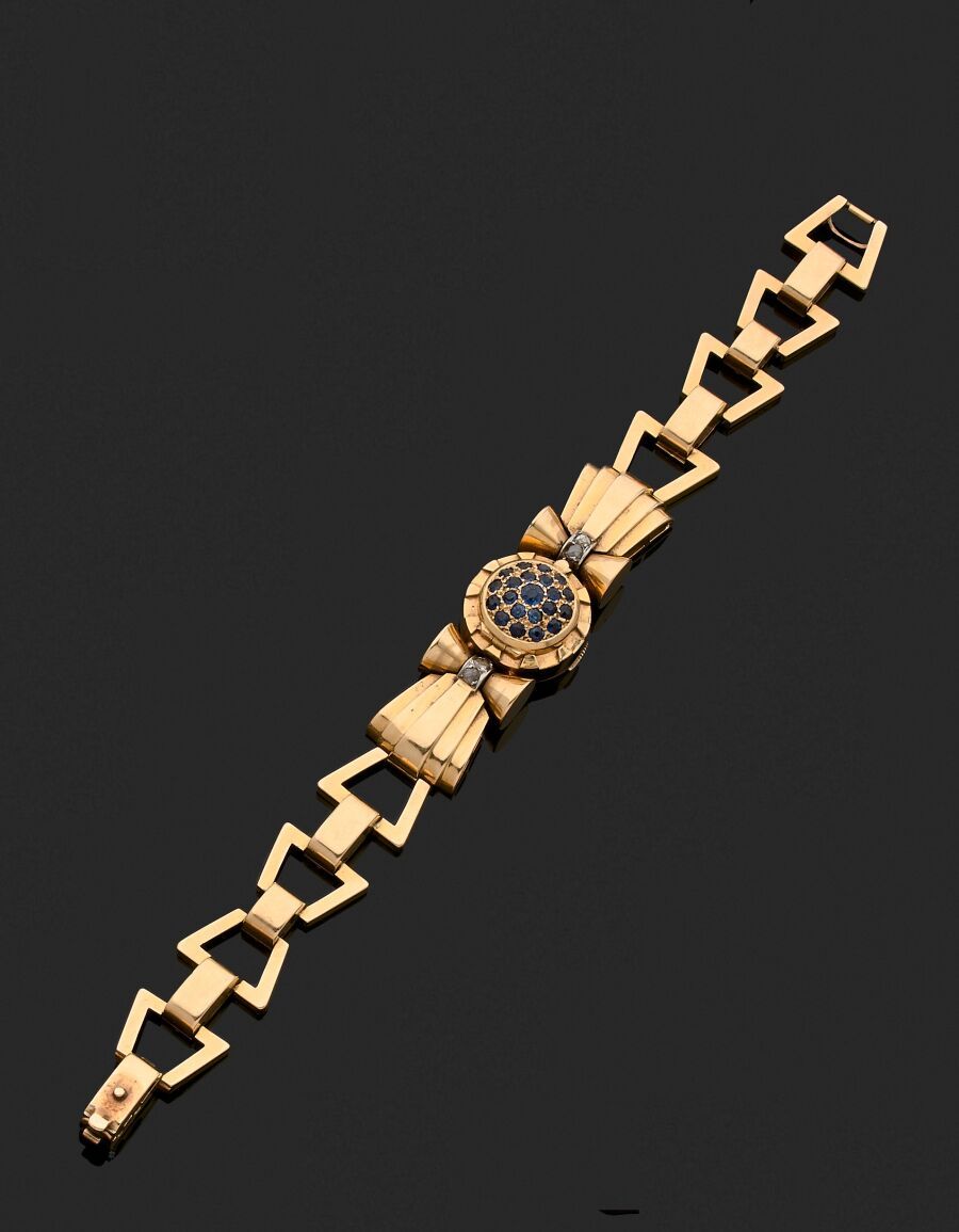 Null Montre bracelet de dame en or jaune 750 millièmes et platine 850 millièmes,&hellip;