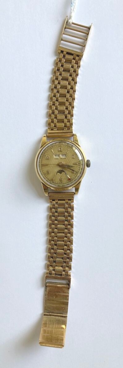 Null Montre bracelet d'homme en or jaune 750 millièmes, la montre de forme ronde&hellip;