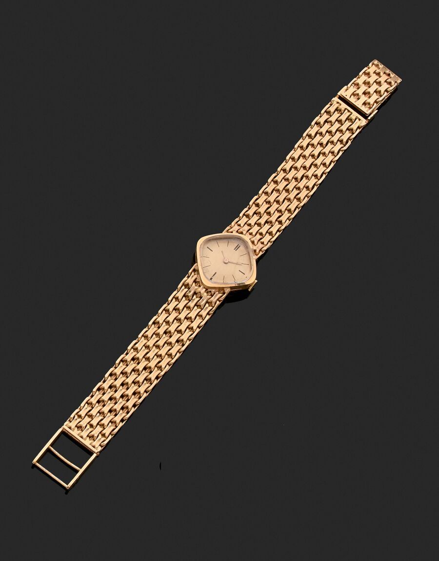 Null Montre bracelet de dame en or jaune 750 millièmes, la montre de forme losan&hellip;
