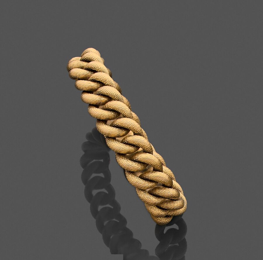 Null Bracelet articulé en or jaune 750 millièmes, les maillons entrelacés entièr&hellip;