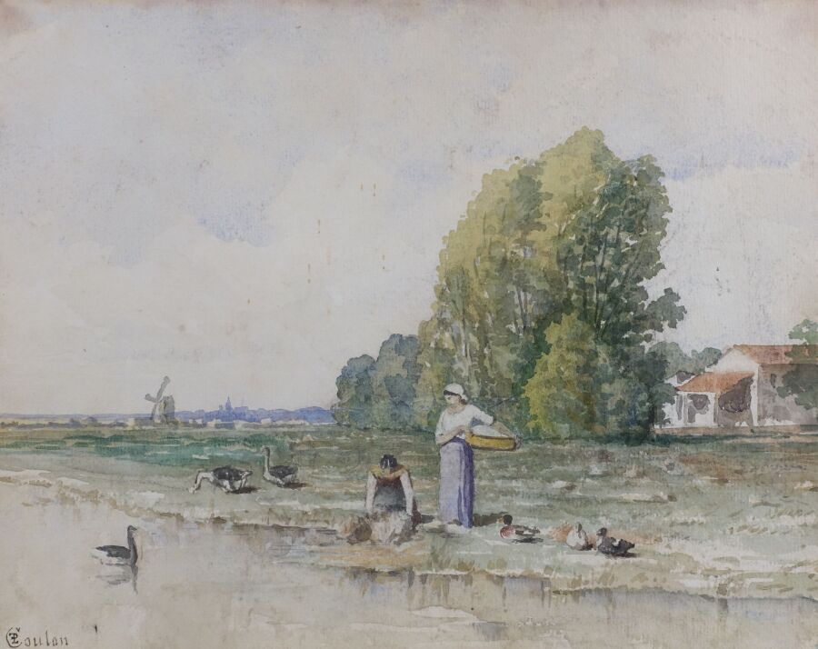 Null Paul-Frédéric-Léo COULON (1830-1897)

Lavandières, oies et canards au bord &hellip;