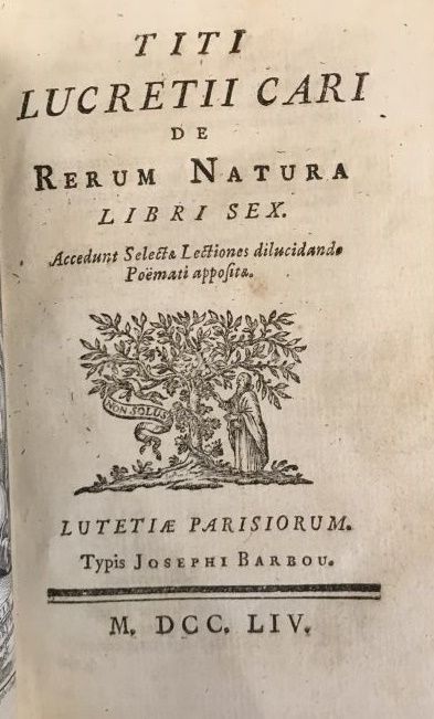 Null Lucrece - Titi Lucretii Cari de Rerum Natura Libri sex. Paris, Barbou, 1754&hellip;