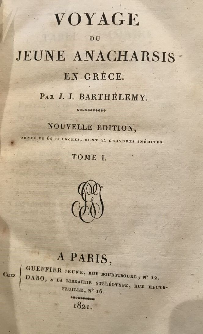 Null BARTHÉLEMY. Voyage du jeune Anacharsis en Grèce. Cinquième édition.

Paris,&hellip;