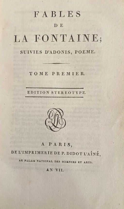 Null Jean de LA FONTAINE

Fables 

Chez P. Didot l'Aîné, Paris, An VII

Édition &hellip;