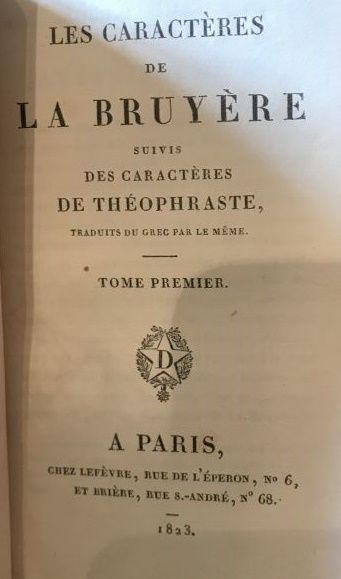 Null La Bruyère

Les Caractères suivis des Caractères de Théophraste 

Éd. Lefèv&hellip;