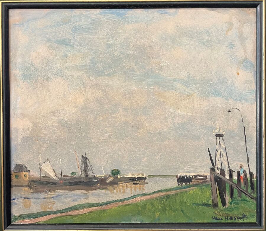 Null Willem VAN HASSELT (1882-1963)
Le Canal
Huile sur carton, signée en bas à d&hellip;