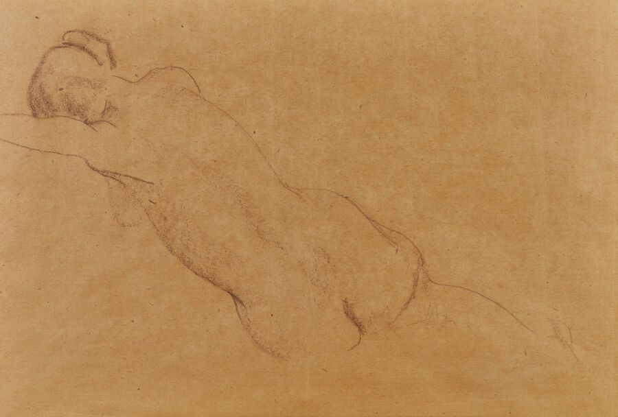 Null 20世纪法国学校
仰卧的女性裸体 
米色纸上的棕色石头 
(小折)。
高度：29厘米29厘米；宽度：43厘米

专家：Cabinet DE BAYSE&hellip;