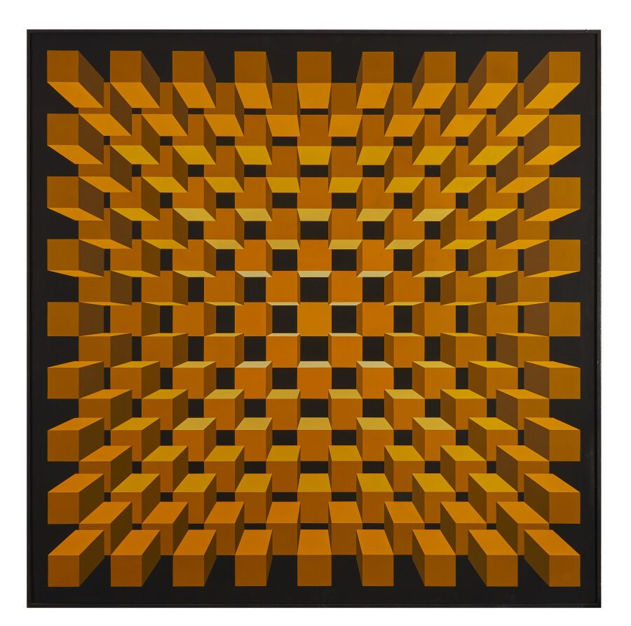 Null Jean-Pierre VASARELY dit YVARAL (1934-2002) 
Structure cubique J
Acrylique &hellip;