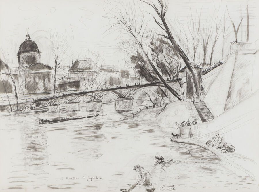 Null 安德烈-杜诺耶-德-塞贡扎克(1884-1974)
艺术之桥
水墨画，左下方有签名：A. Dunoyer de Segonzac
高度：54厘米54厘&hellip;