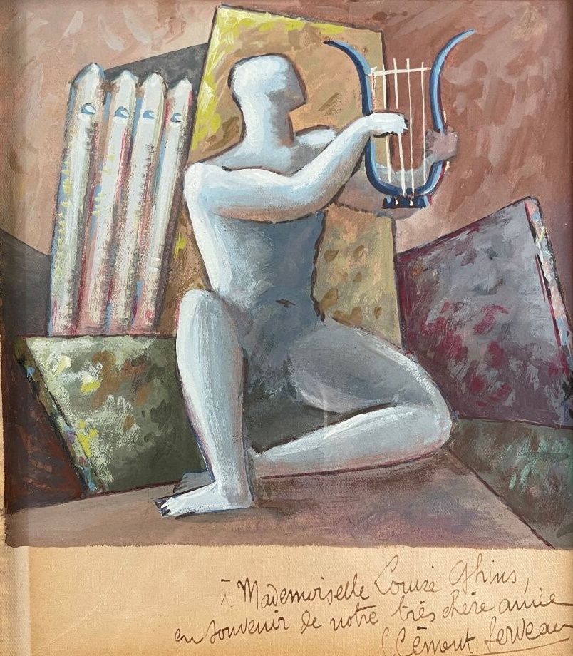 Null Clément SERVEAU (1886-1972)
Composition cubiste au musicien 
Gouache, signé&hellip;