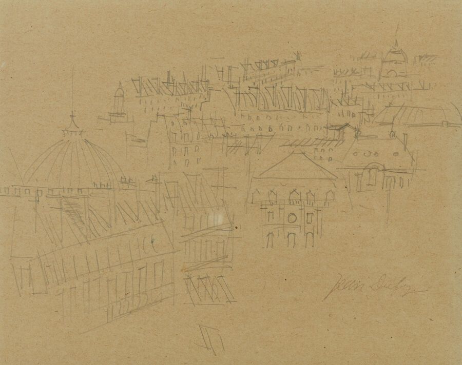 Null 让-杜菲 (1888-1964)
巴黎的屋顶
铅笔画，签名盖在右下方
高度：17.7厘米17.7厘米；宽度：22.4厘米 

专家：Cabinet M&hellip;