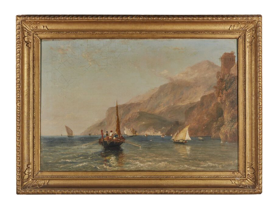 Null Scuola del XIX secolo
Barche a vela, Costiera Amalfitana 
Olio su tela 
Alt&hellip;