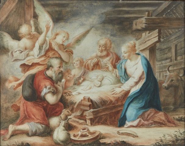 Null École française du début du XVIIIe siècle 
Une paire : La Nativité et l'Ado&hellip;
