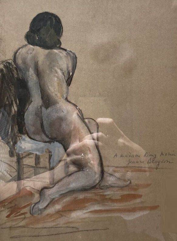 Null 让娜-贝尔松(Jeanne BERGSON) (1893-1961)
裸体坐姿，从后面看
水彩画和高光，右下角有签名和题词
高度：28厘米28厘米；宽&hellip;