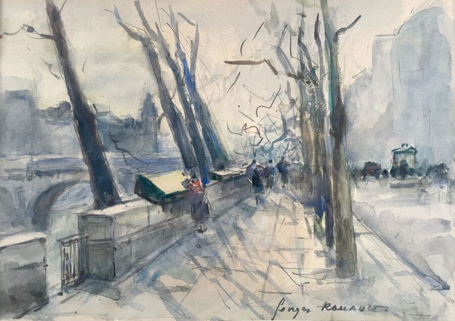 Null 乔治-多米尼克-鲁奥（Georges-Dominique ROUAULT） (1904-2002)
冬天的巴黎码头
水彩画，右下角有签名
高度：26厘&hellip;