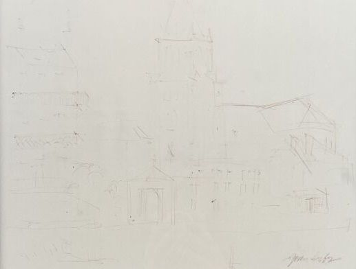 Null 让-杜菲 (1888-1964)
圣日耳曼德普雷教堂
钢笔画，右下角有签名的印章
(非常荒凉。)
高度：26厘米26厘米；宽度：33.5厘米（视线范围&hellip;