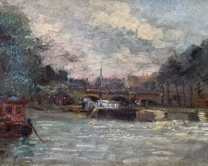 Null École du XXe siècle
Paris, Pont sur la Seine
Huile sur toile
Haut. : 18 cm &hellip;