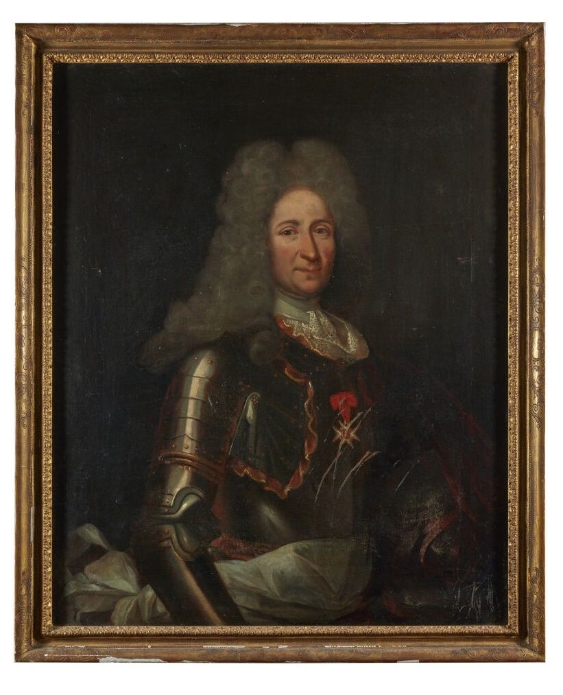Null 法国学校约1720年
穿盔甲的男子画像
帆布
(旧的修复和划痕。)
高100厘米；宽度：81厘米

专家：Cabinet Éric TURQUIN