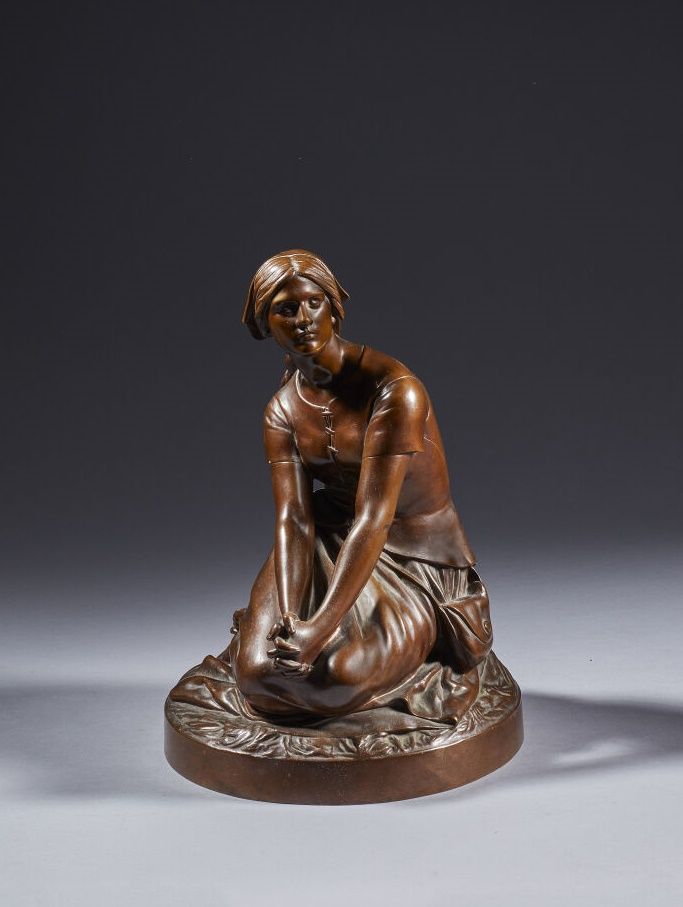 Null 亨利-夏普(Henri CHAPU) (1833-1891)
圣女贞德
棕色铜版，右边缘有签名，标有Barbedienne铸造，后边缘有一个印章。
作&hellip;