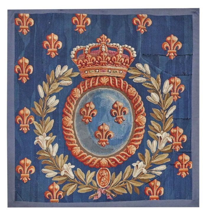 Null 带有法国国徽的面板
法国，18世纪
羊毛和丝织品
(磨损和打补丁。) 
高度132厘米；宽度：121.5厘米

这块小板保留了它美丽的色彩。 

专家&hellip;