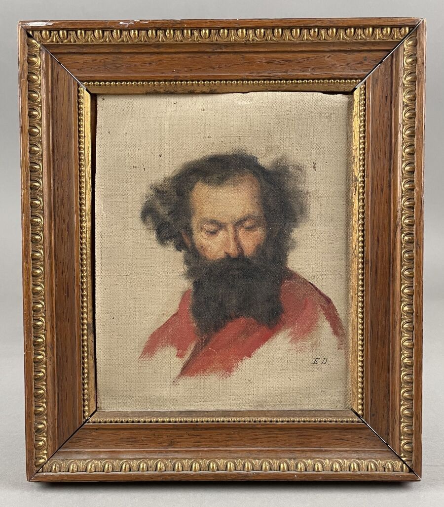 Null 约1860年的法国学校，DEVERIA的随行人员 
大胡子男人的画像
帆布
右下角有ED字样 
高20厘米；宽度：16厘米

专家：Éric TURQ&hellip;