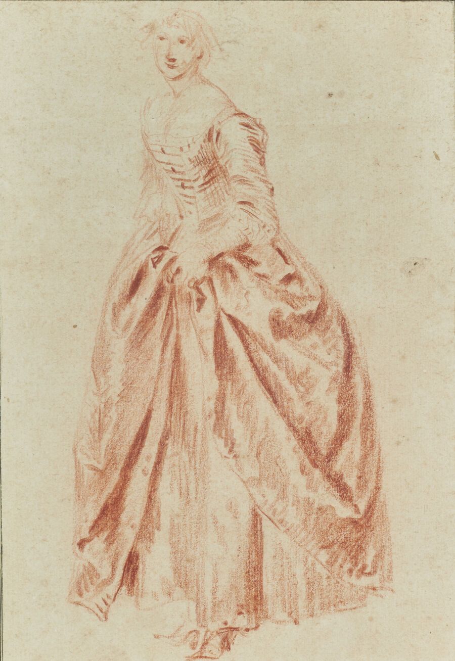 Null 尼古拉-朗克雷（巴黎，1690-1743）。
年轻女子掀开衣服的挡板
桑格纳
高22厘米；宽度：15厘米
整张画的总尺寸：
高度29.1厘米；宽度：2&hellip;