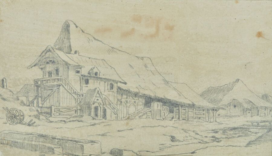Null 奥罗尔-杜平，又名乔治-桑德（1804-1876）。
农场
黑色铅笔画
(雀斑。)
高度8.5厘米；宽度：15.5厘米

乔治-桑从小就开始画画，就像&hellip;