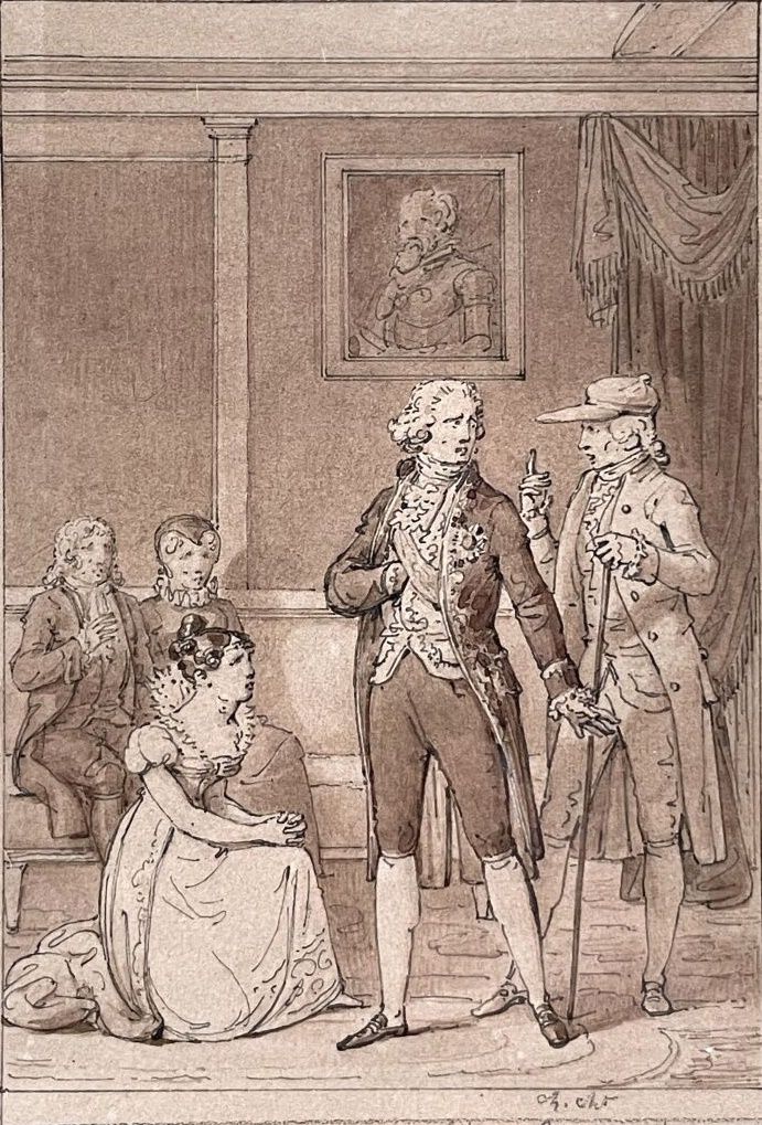 Null 查尔斯-夏塞拉(1782-1843)
为《不忠的女人》（La Femme Infidèle）绘制的四幅插图：会面；公然的冒犯；责备；赎罪； 
钢笔和黑&hellip;