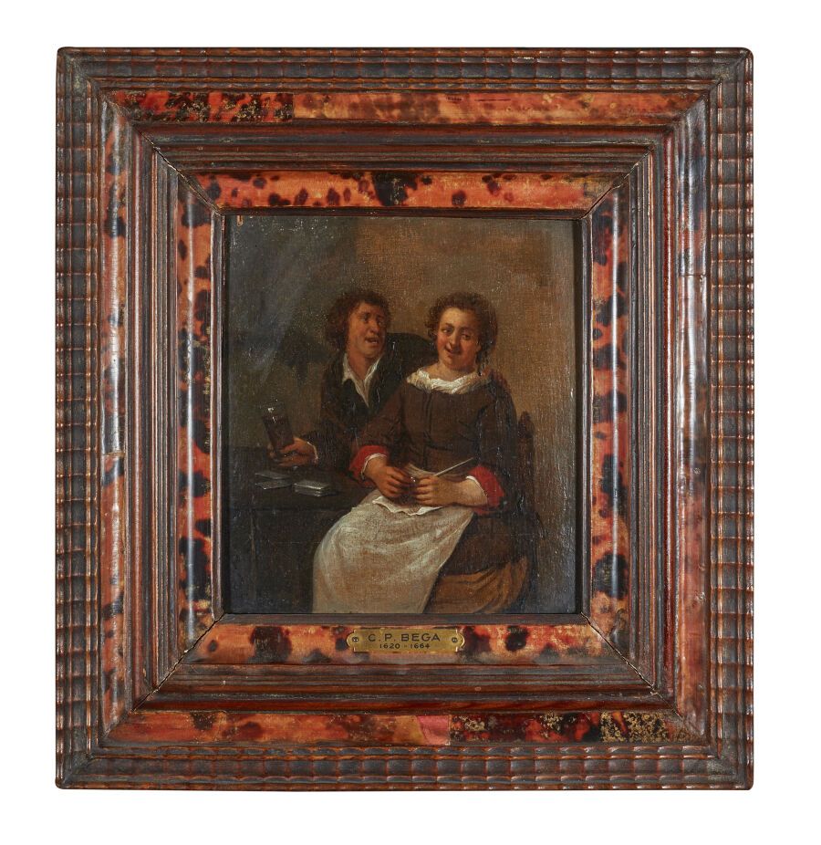 Null 归属于埃格伯特-范-海默克尔克二世（1645-1704）。
一对喝酒和抽烟的夫妇
橡木板，一块木板，没有镶板
高：16.2厘米16.2厘米；宽度：15&hellip;